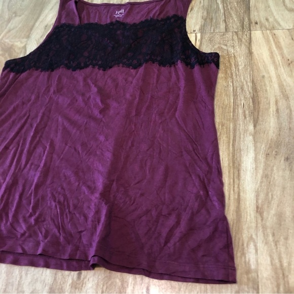 J Jill Lace Trimmed Tank Purple Black Size Large Cotton Modal Blend Shirt - Picture 2 of 7